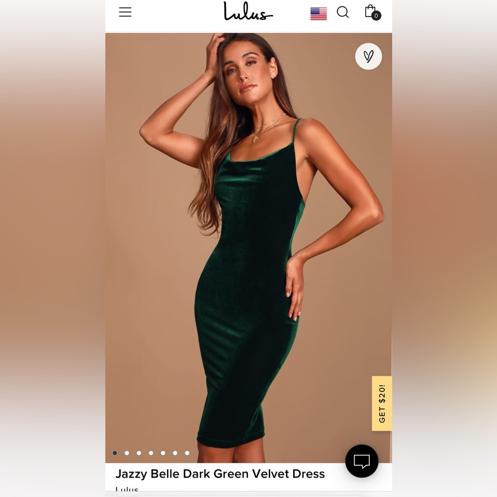 NWT Lulus Dark Green Velvet Dress